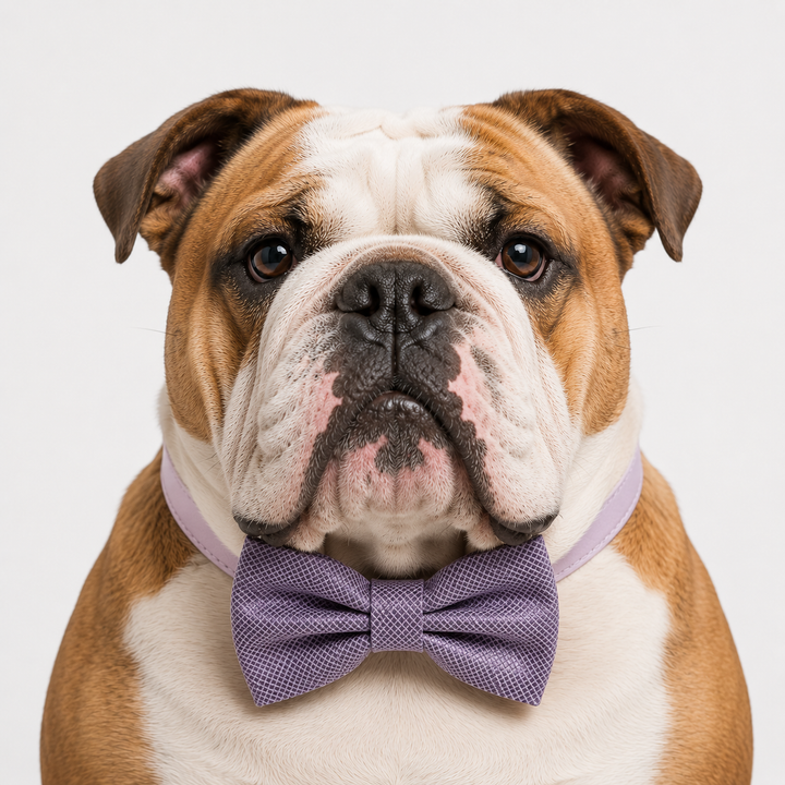 Dusty Lavender Ring Bearer Dog Bow Tie Collar with Adjustable Lavender Vegan Leather Collar