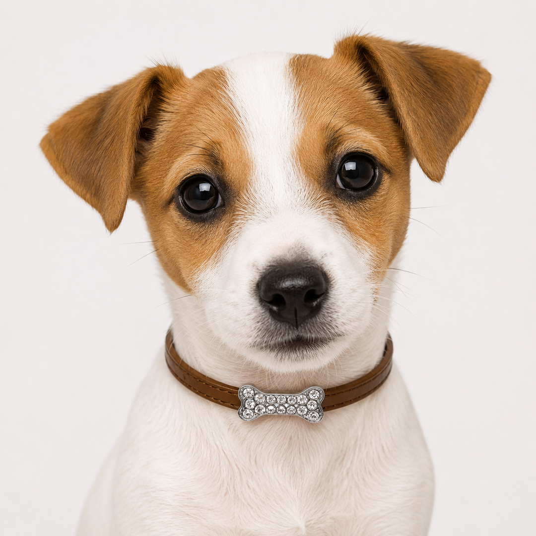 Leather Dog Cat Collar With Charm XS Size Puppy Kitten Pet Collar Wedding Style Premium