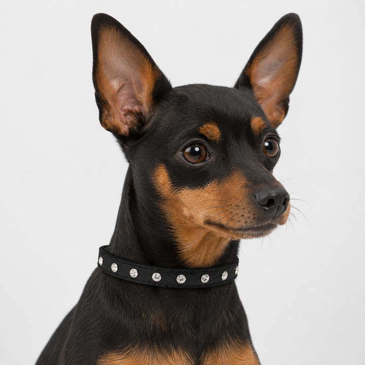 Black Dog Collar with Crystal Rhinestone Studs