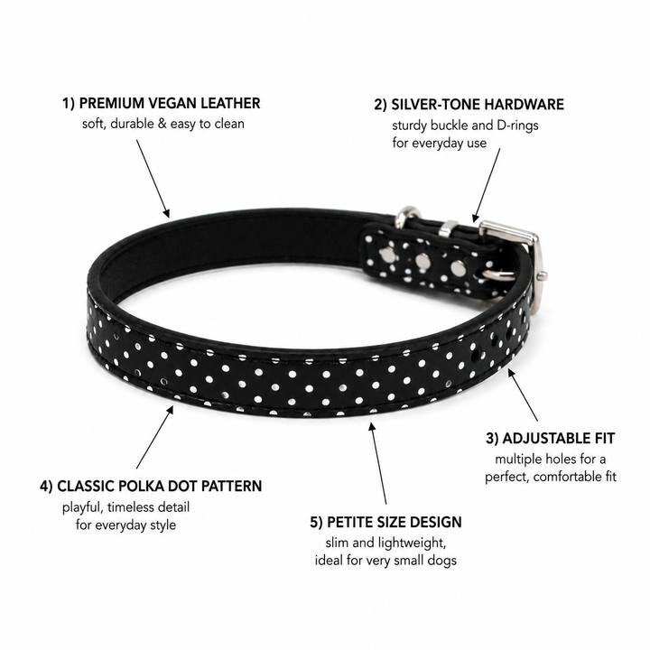 Black Polka Dot Dog Collar