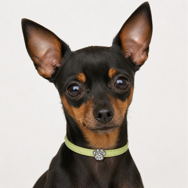 Light Green Dog Collar with Crystal Paw Print Charm