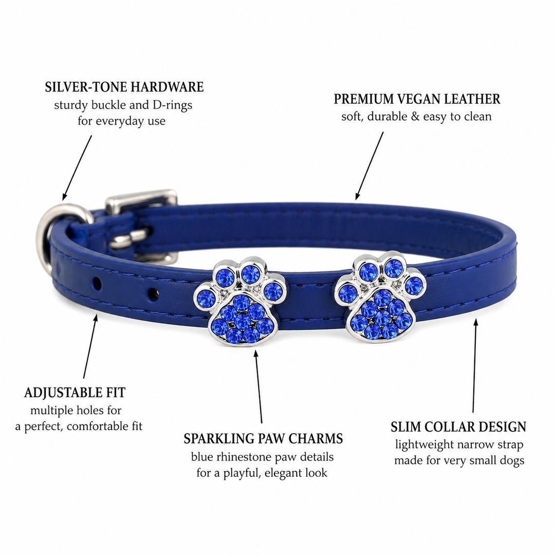 Leather Dog And Cat Collar With Skull Charm, XS Puppy And Kitten Collar For Pets