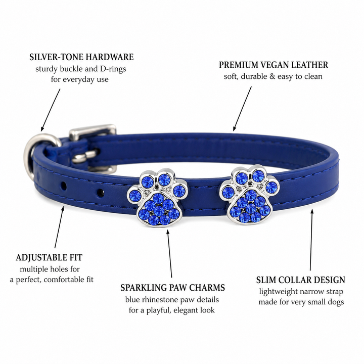 Leather Dog And Cat Collar With Skull Charm, XS Puppy And Kitten Collar For Pets