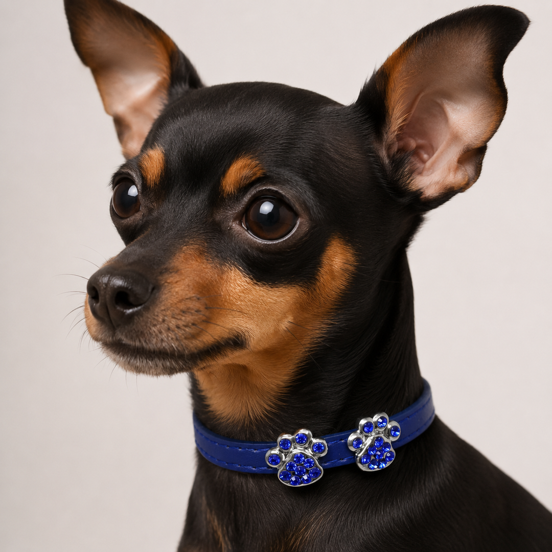 Leather Dog And Cat Collar With Skull Charm, XS Puppy And Kitten Collar For Pets