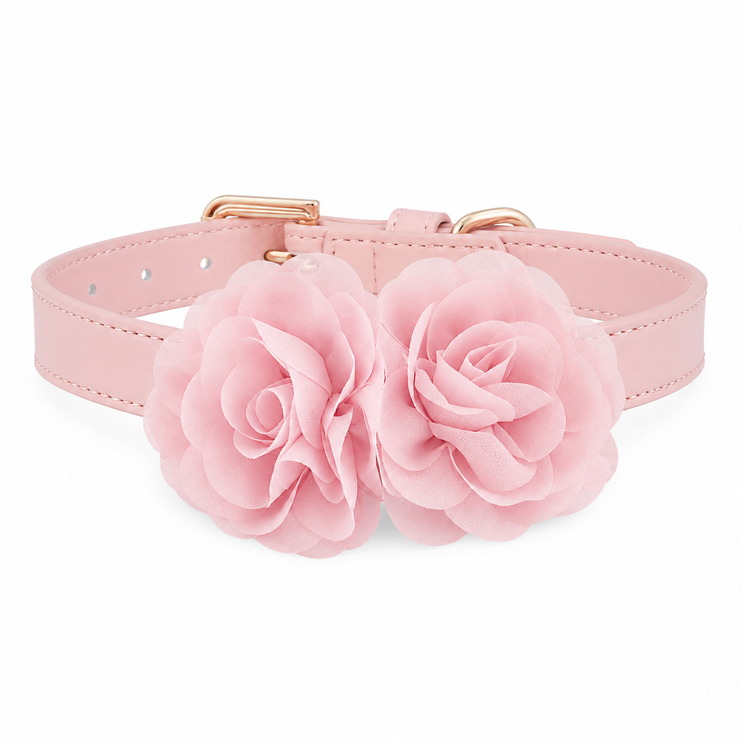Soft Pink Floral Dog Collar with Rose Flower Design