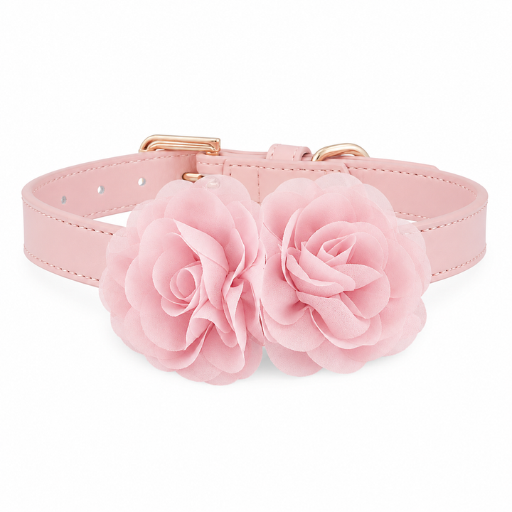 Soft Pink Floral Dog Collar with Rose Flower Design