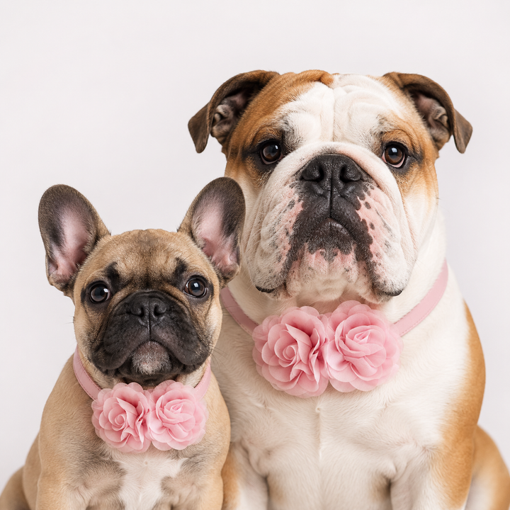 Soft Pink Floral Dog Collar with Rose Flower Design