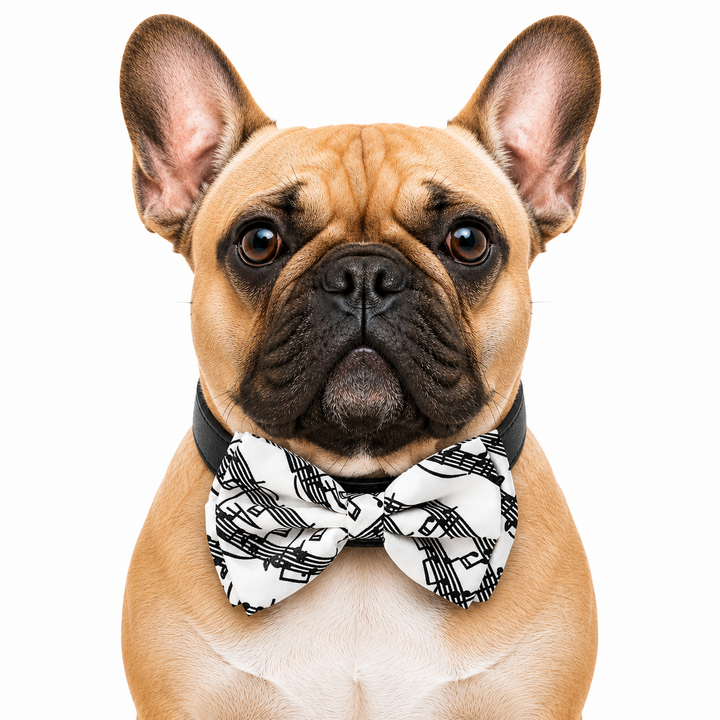 Black & White Music Note Dog Bow Tie Collar