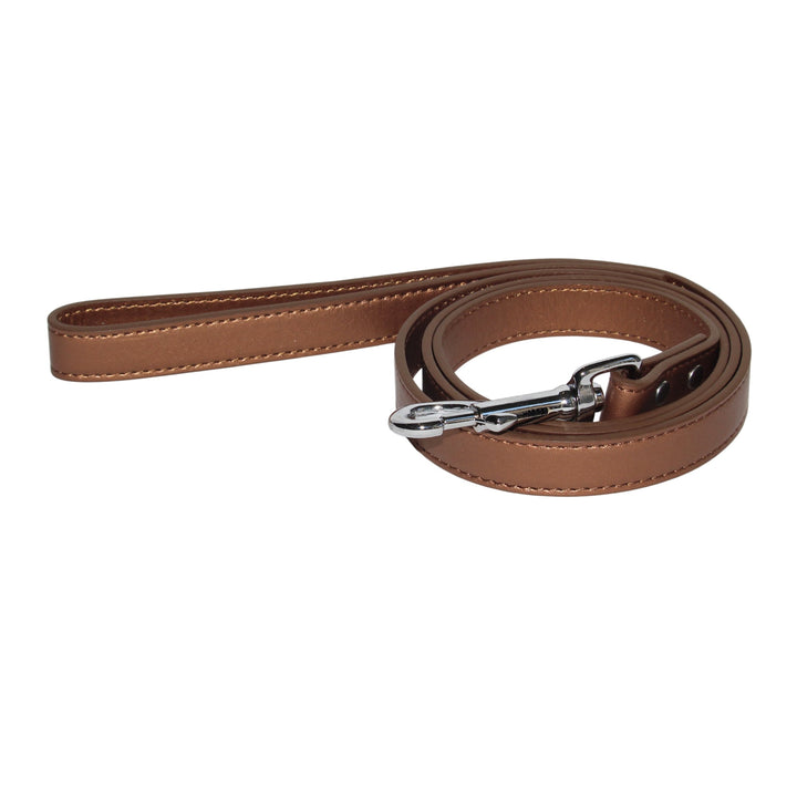 Copper soft vegan leather dog leash, 48 inches long and 0.75 inches wide