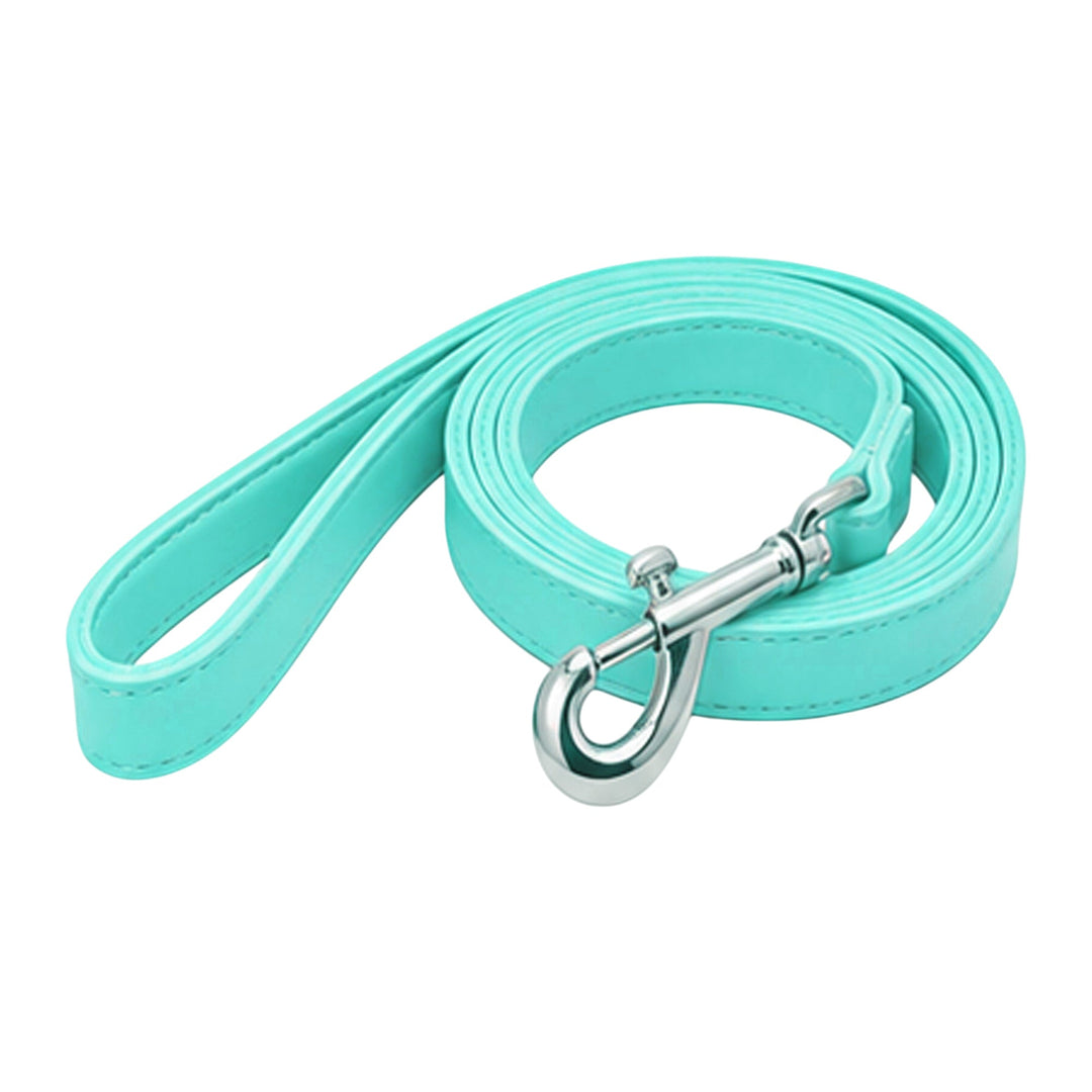 Light blue soft vegan leather dog leash, 48 inches long and 0.75 inches wide