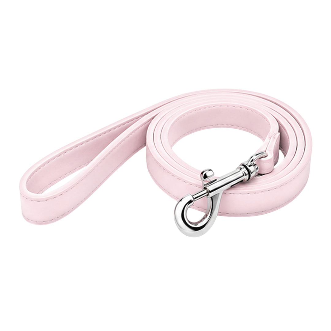 Light pink soft vegan leather dog leash, 48 inches long and 0.75 inches wide
