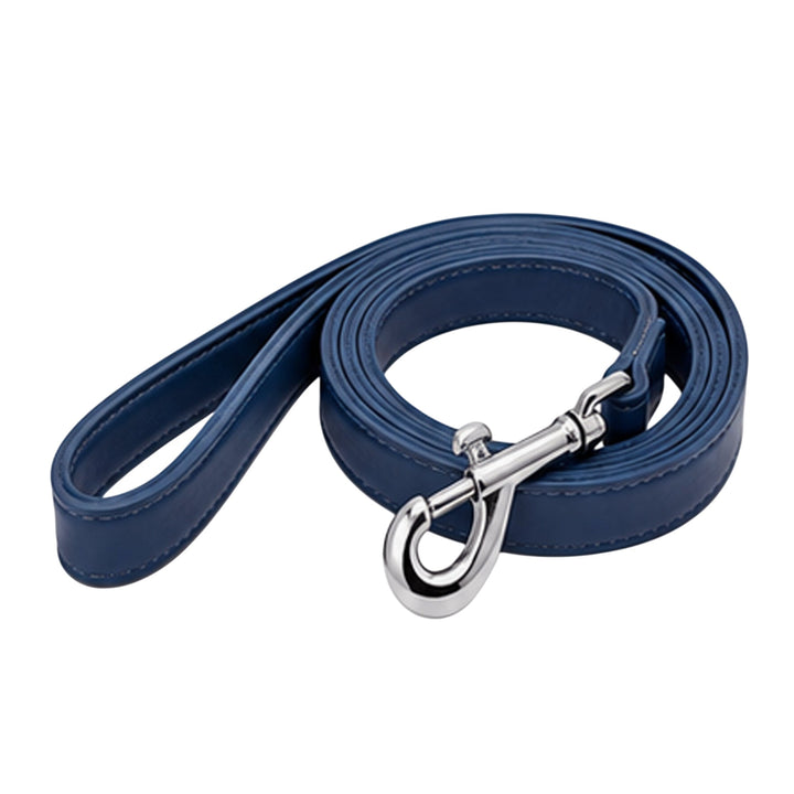 Navy soft vegan leather dog leash, 48 inches long and 0.75 inches wide