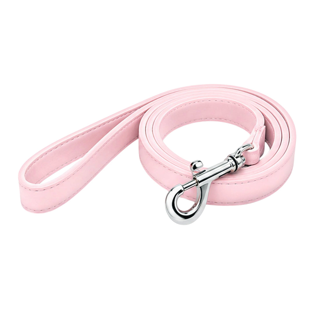 Pink soft vegan leather dog leash, 48 inches long and 0.75 inches wide