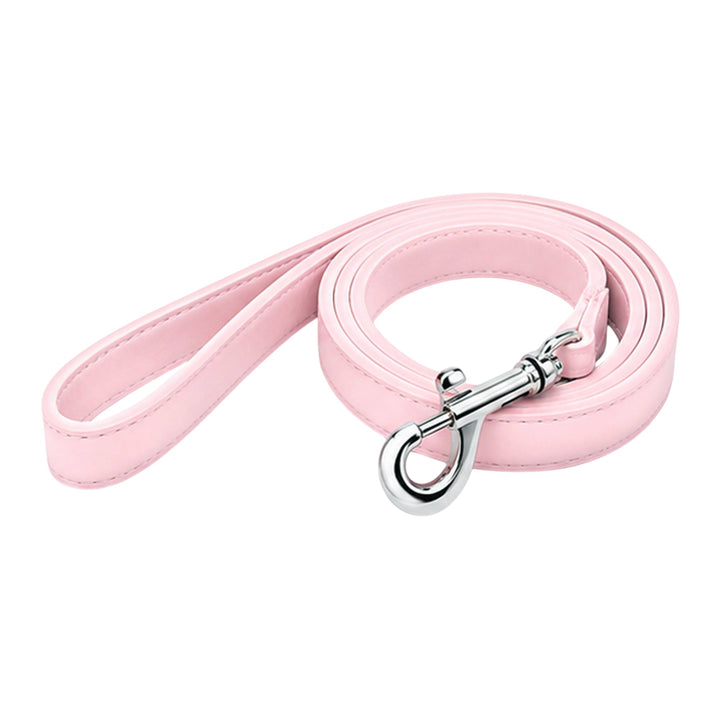 Pink soft vegan leather dog leash, 48 inches long and 0.75 inches wide