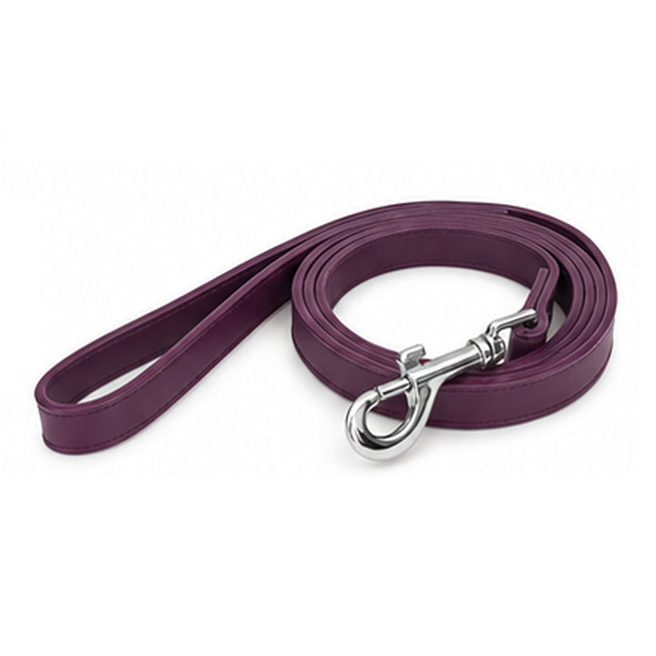 Purple soft vegan leather dog leash, 48 inches long and 0.75 inches wide
