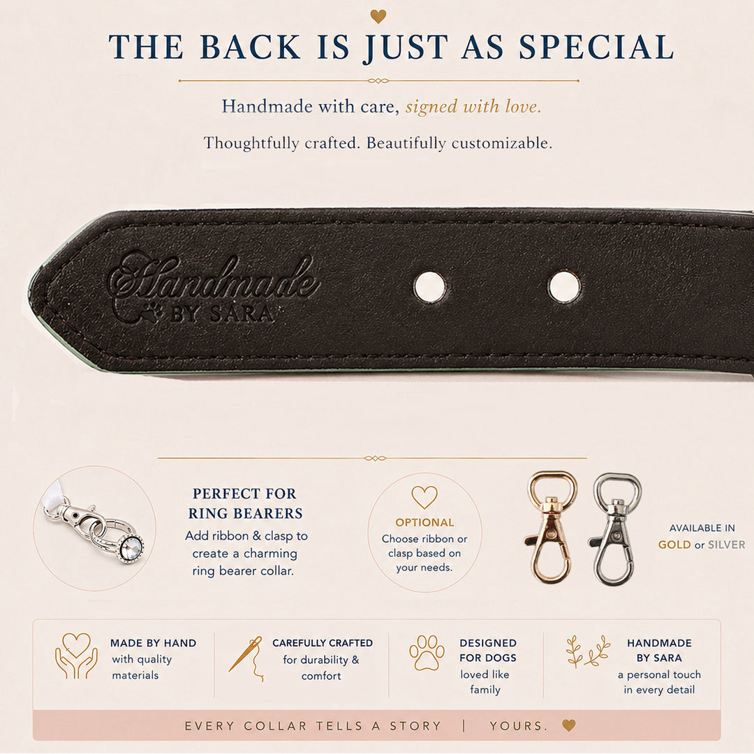 Ivory floral ring bearer dog collar with pearl center – view 8