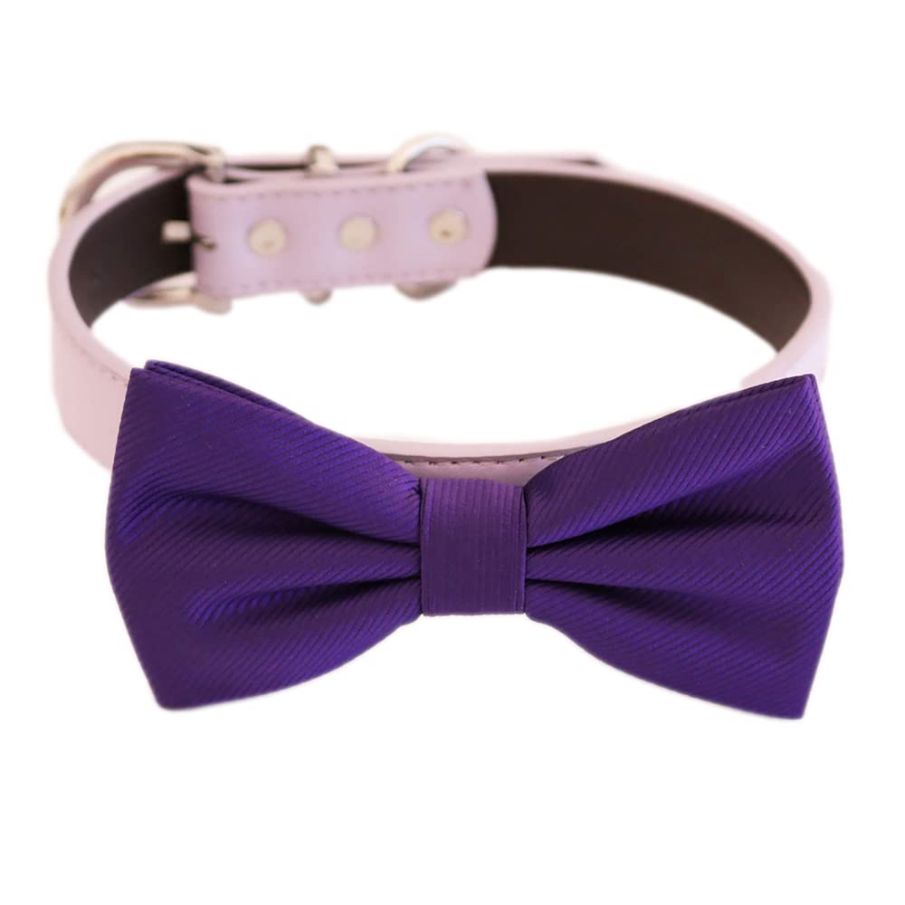Color options chart showing available dog bow tie collar colors including purple, blue, green, pink, red, black, white, and neutral shades.