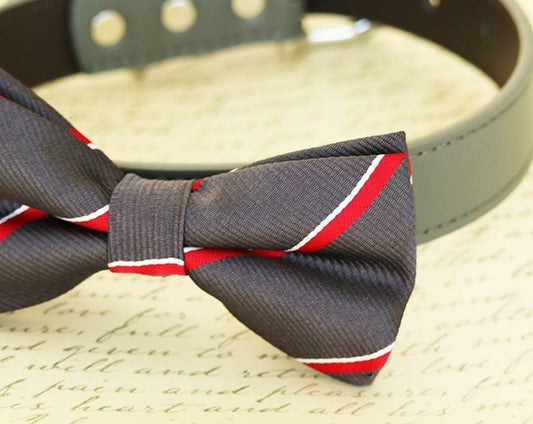 Charcoal and Red dog bow tie, Pet Wedding, Dog Lovers, Charcoal wedding , Wedding dog collar