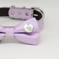 Lilac Dog Bow tie Collar, Lilac Leather dog collar, Live love laugh, handmade bow tie collar, brown, purple, Lilac, brown, Ivory dog collar , Wedding dog collar