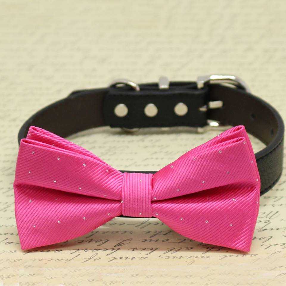 Pink Dog Bow tie wedding, Dog Birthday Accessory, Love Pink, dog gift , Wedding dog collar