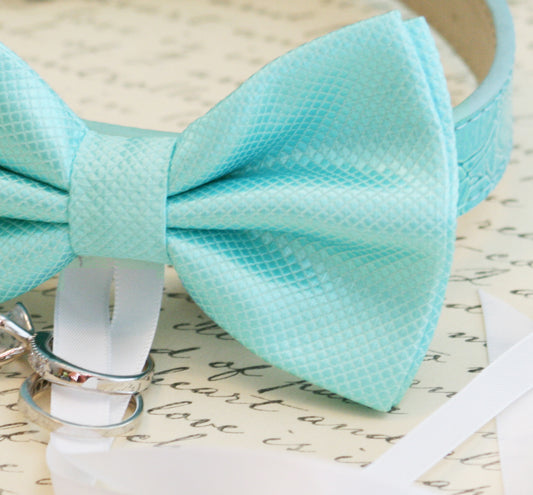 Blue Dog Bow Tie ring bearer, Pet lovers, Beach wedding, Ocean wedding collar , Wedding dog collar
