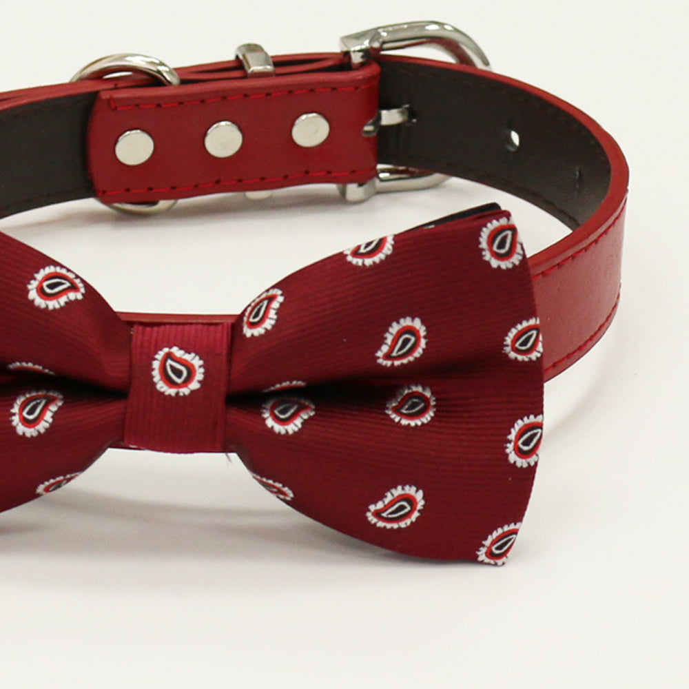 Burgundy dog online bow tie