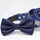 Dog Bow Tie collar and Leash, Navy Bow tie, Best Man, Handmade, Dog ring bearer, Pet wedding, Something blue , Wedding dog collar
