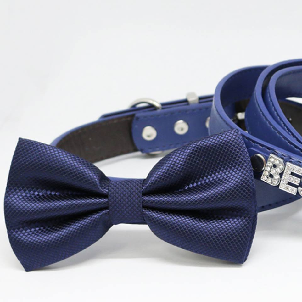 Dog Bow Tie collar and Leash, Navy Bow tie, Best Man, Handmade, Dog of  honor, Pet wedding, Something blue – LA Dog Store