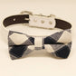 Black and White Plaid Dog Bow tie Collar, Pet Wedding, Birthday Gift, Puppy Love , Wedding dog collar