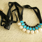 Blue Pearl and Rhinestone Dog jewelry- Pet accessories , Wedding dog collar