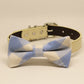 Plaid Blue and White wedding Dog Bow Tie collar, Pet wedding, Something Blue, Birthday Gift , Wedding dog collar