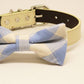 Plaid Blue and White wedding Dog Bow Tie collar, Pet wedding, Something Blue, Birthday Gift , Wedding dog collar