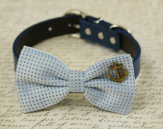 French Blue Dog Bow tie collar, beach wedding, French blue wedding, Anchor , Wedding dog collar