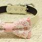 Blush Lace dog bow tie collar, Puppy Gift, Pet wedding accessory, Birthday , Wedding dog collar