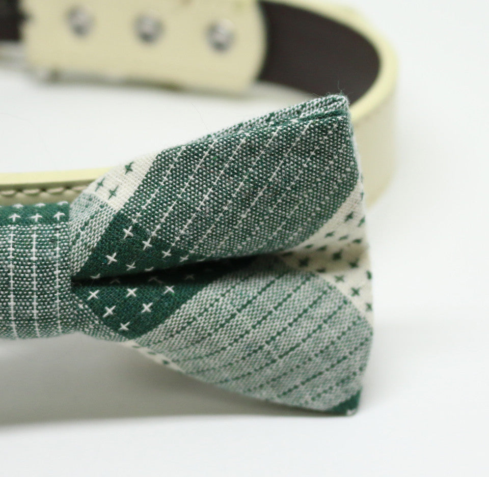 Green Dog Bow tie collar, Green bow, Plaid bow , Wedding dog collar