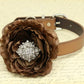Brown Floral Dog Collar, Pet Wedding, Dog Lovers, Rhinestone, Choker, Peony Flower , Wedding dog collar