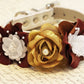 Gold and Brown Dog Collar, High Quality Collar with Gold and Brown flowers- Wedding dog accessory , Wedding dog collar