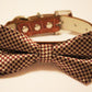 Gold Brown Bow tie with dog collar, Chic and Elegant, Wedding Dog Accessory , Wedding dog collar