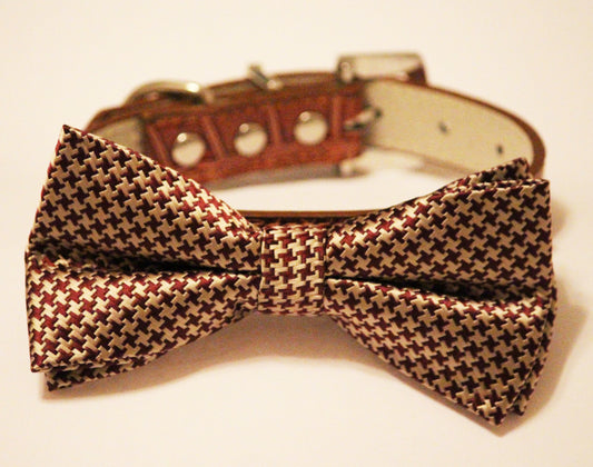 Gold Brown Bow tie with dog collar, Chic and Elegant, Wedding Dog Accessory , Wedding dog collar