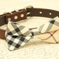 Plaid Burly wood Dog Bow Tie attached to collar, Chic Dog Bow tie, dog birthday , Wedding dog collar