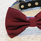 Burgundy Dog Bow Tie attached to collar, Pet wedding accessory, Dog lovers , Wedding dog collar