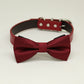 Red Dog Bow Tie Collar, Red leather dog collar,Handmade , Wedding dog collar