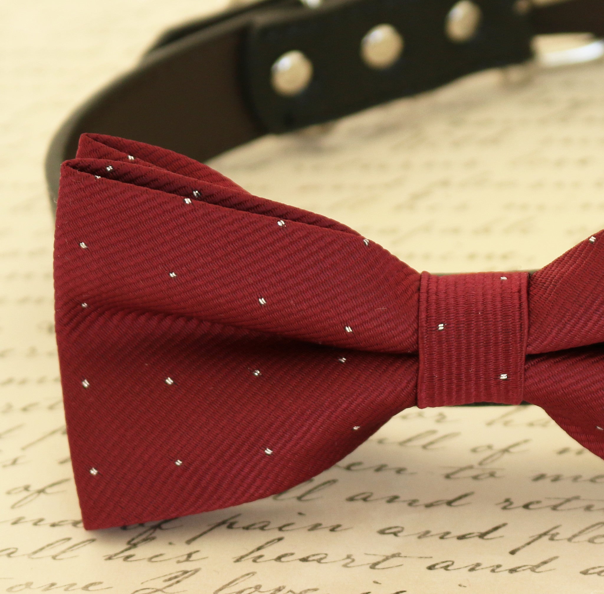 Burgundy dog shop bow tie