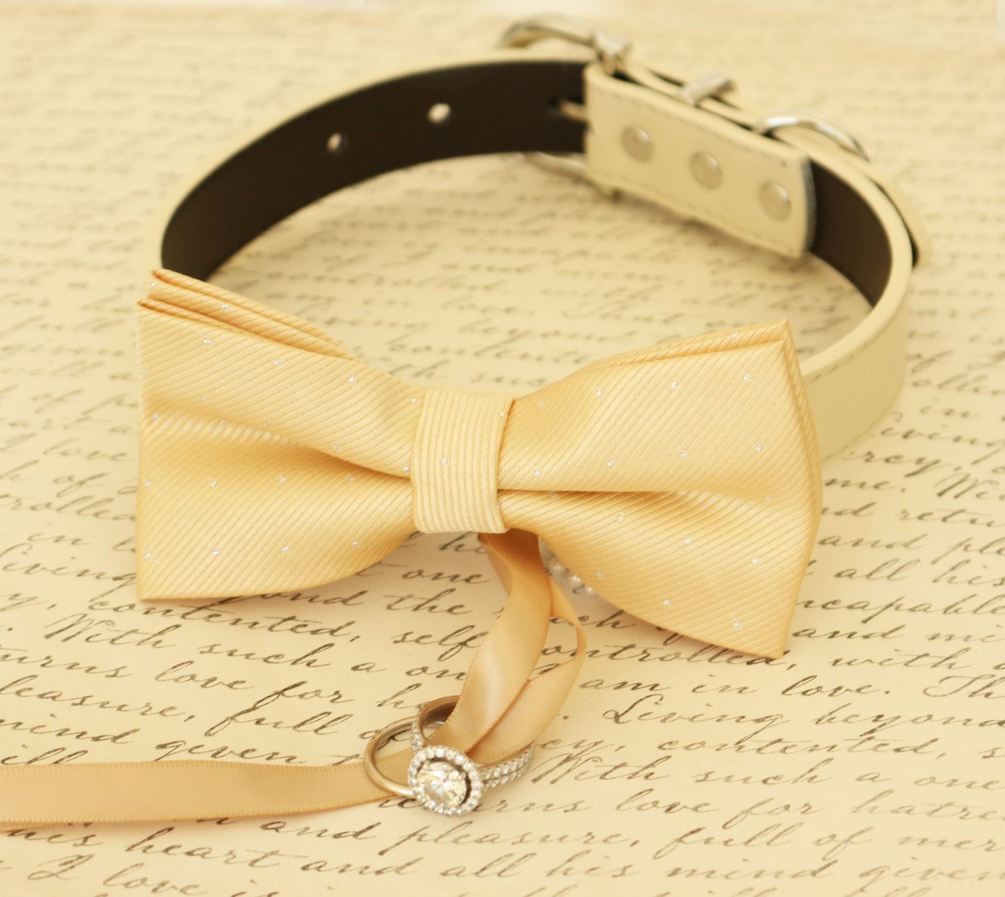 Champagne Dog Bow Tie ring bearer, Pet Wedding accessory, Champagne wedding , Wedding dog collar
