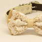 Champagne Lace Dog Bow Tie, Pet Wedding collar, handmade , Wedding dog collar
