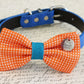 Polka dots orange dog bow tie with charm attached to collar, dog birthday gift , Wedding dog collar