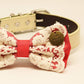Coral dog bow tie collar, Lace, Live Laugh Love, Puppy Gift, Pet wedding accessory , Wedding dog collar