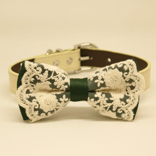 Green Lace dog bow tie collar, Dog collar, Lace, Pet gifts , Wedding dog collar