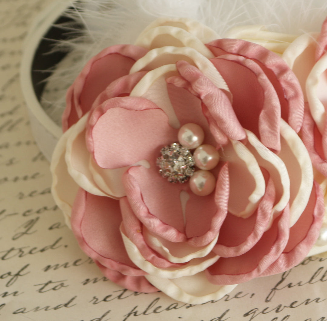 Ivory and Dusty Pink Flower dog collar, Dog birthday gift, Pet wedding , Wedding dog collar