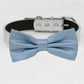 Dusty blue bow tie collar XS to XXL collar and bow tie, adjustable, Puppy bow tie, handmade, Dog ring bearer ring bearer , Wedding dog collar